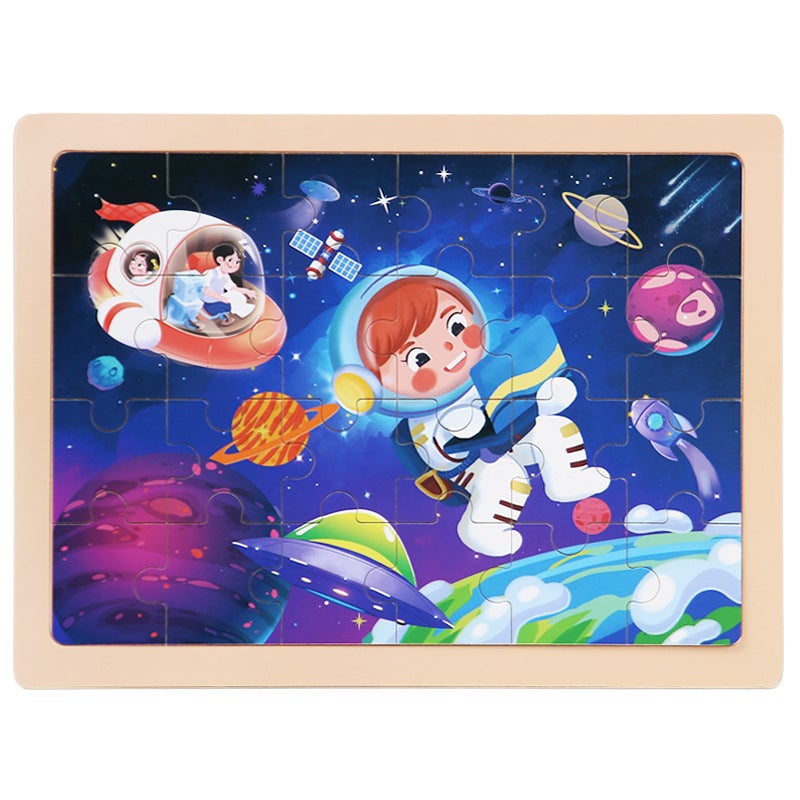 Wooden 24-Piece Puzzle Children'S Cartoon Fairy Tale Flat Wooden Puzzle Early Education Intelligence Toys - Image 1